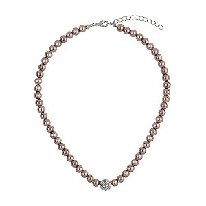Mikey Taupe Imitation Pearl & Crystal Ball Necklace