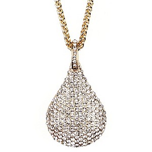 Mikey Yellow Crystal Pear Long Necklace