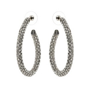Mikey White Crystal Hoop Earrings