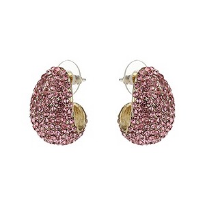 Mikey Pink Crystal Half Moon Earrings