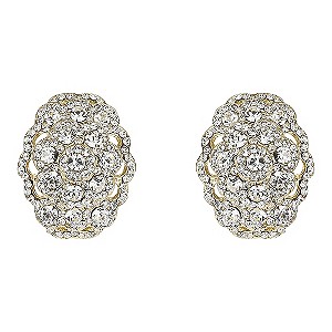 Mikey Yellow Crystal Oval Clip On Earrings