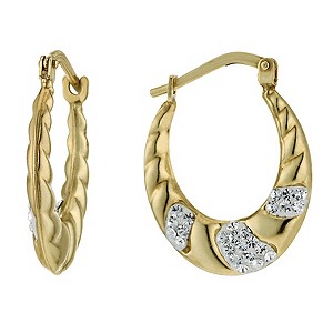 Together Bonded Silver & 9ct Gold Crystal Creole Earrings