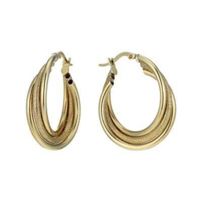 Together Bonded Silver & 9ct Gold 3 Tube Creole Earrings
