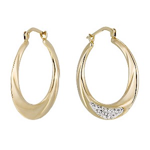 Together Bonded Silver & 9ct Gold Crystal Creole Earrings