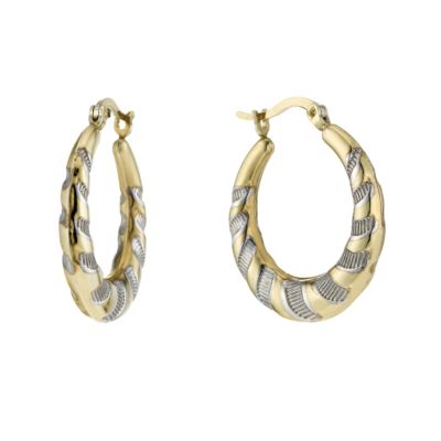 Together Bonded Silver & 9ct Gold Two Colour Creole Earrings