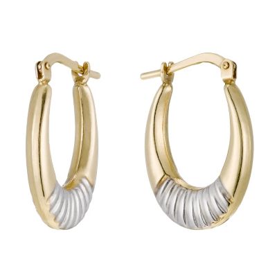 Together Bonded Silver & 9ct Gold Striped Creole Earrings