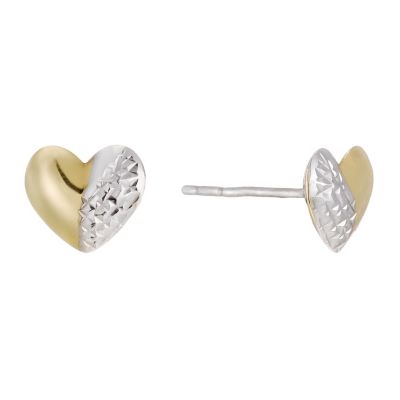 Together Bonded Silver & 9ct Gold Heart Stud Earrings