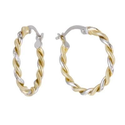 Together Bonded Silver & 9ct Gold Two Tone Creole Earrings