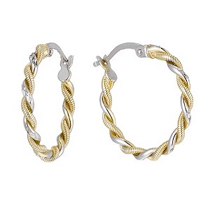 Together Bonded Silver & 9ct Gold Two Tone Creole Earrings
