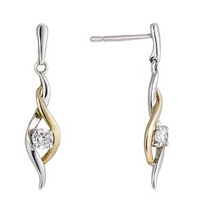 Sterling Silver & 9ct Gold Cubic Zirconia Drop Earrings