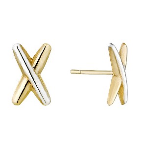 9ct Gold Cross Stud Earrings