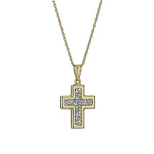 Together Bonded Silver & 9ct Gold Crystal Cross Pendant