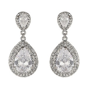 Mikey White Crystal Pear Drop Earrings