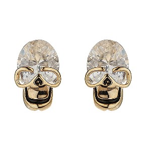 Mikey Yellow Cubic Zirconia Skull Stud Earrings