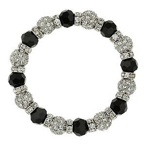Mikey White & Black Crystal Elastic Bracelet