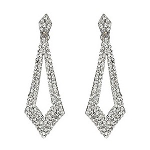 Mikey White Diamond Cut Out Crystal Drop Earrings