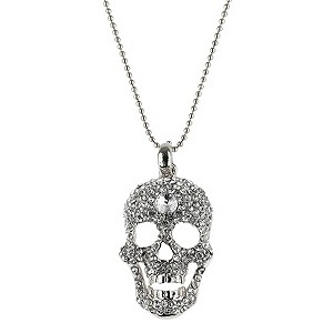 Mikey White Crystal Skull Necklace