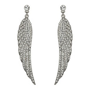Mikey White Wing Crystal Drop Earrings