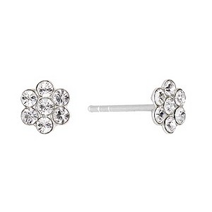 Sterling Silver Children's Crystal Flower Stud Earrings
