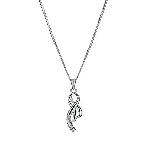 Sterling Silver Cubic Zirconia Fancy Half PendantSterling Silver Cubic Zirconia Fancy Half Pendant