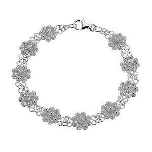 Sterling Silver Beaded Flower Bracelet