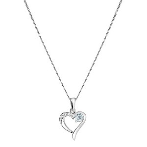 Sterling Silver Cubic Zirconia & Blue Topaz Heart Pendant
