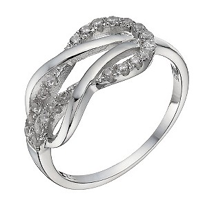 Sterling Silver Cubic Zirconia Knot Ring - Size N