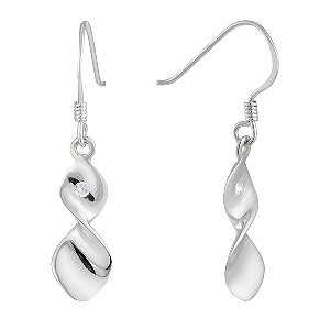 Sterling Silver Cubic Zirconia Twist Earrings