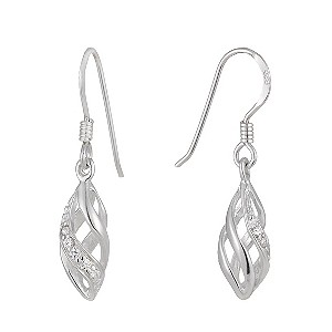 Silver Cubic Zirconia Cage Drop Earrings