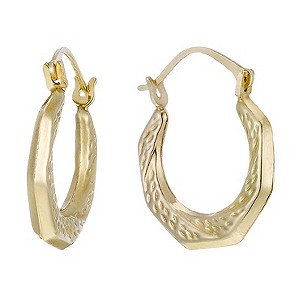 Together Bonded Silver & 9ct Gold Hexagonal Creole Earrings