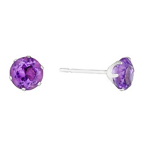 9ct White Gold 5mm Amethyst Stud Earrings