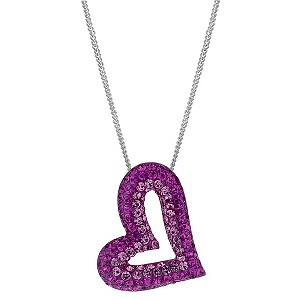 Silver Pink Crystal Heart Pendant