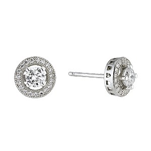 Sterling Silver Cubic Zirconia Halo Earrings