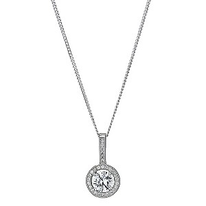 Sterling Silver Cubic Zirconia Halo Pendant