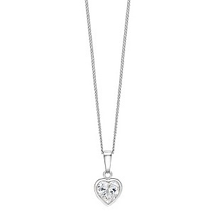 Sterling Silver Cubic Zirconia Heart Pendant