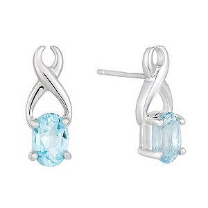 Silver & Blue Topaz Kiss Stud Earrings