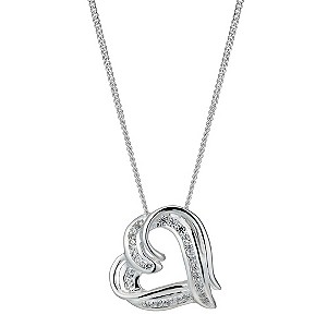 Sterling Silver Cubic Zirconia Tangled Heart Pendant
