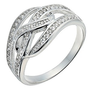 Sterling Silver Cubic Zirconia Interswirl Ring - Size L