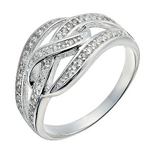 Sterling Silver Cubic Zirconia Interswirl Ring - Size N