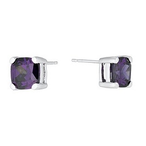Sterling Silver & Purple Cubic Zirconia Stud Earrings