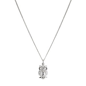 Sterling Silver Cubic Zirconia Owl Pendant