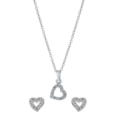 H Samuel Sterling Silver Childrens Zirconia Heart