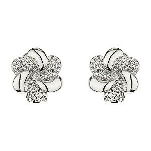 Mikey White Crystal Clip on Earrings
