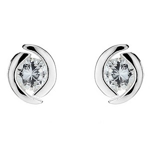 Silver Cubic Zirconia Round Stud Earrings