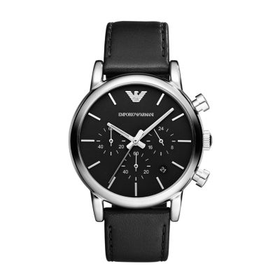 Emporio Armani men's stainless steel black strap watch - Product ...