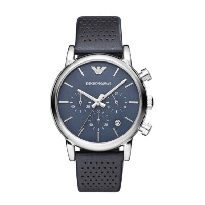 Emporio Armani men's stainless steel blue strap watch - Product number ...