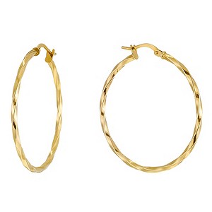 Together Bonded Silver & 9ct Gold Twisted Creole Earrings
