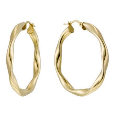 Together Bonded Silver & 9ct Gold Twisted Creole Earrings