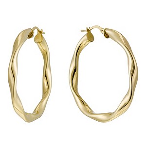 Together Bonded Silver & 9ct Gold Twisted Creole Earrings