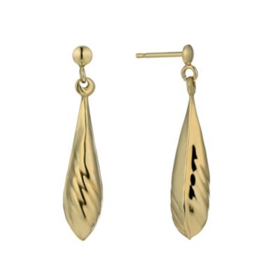 Together Bonded Silver & 9ct Gold Groove Drop Earrings